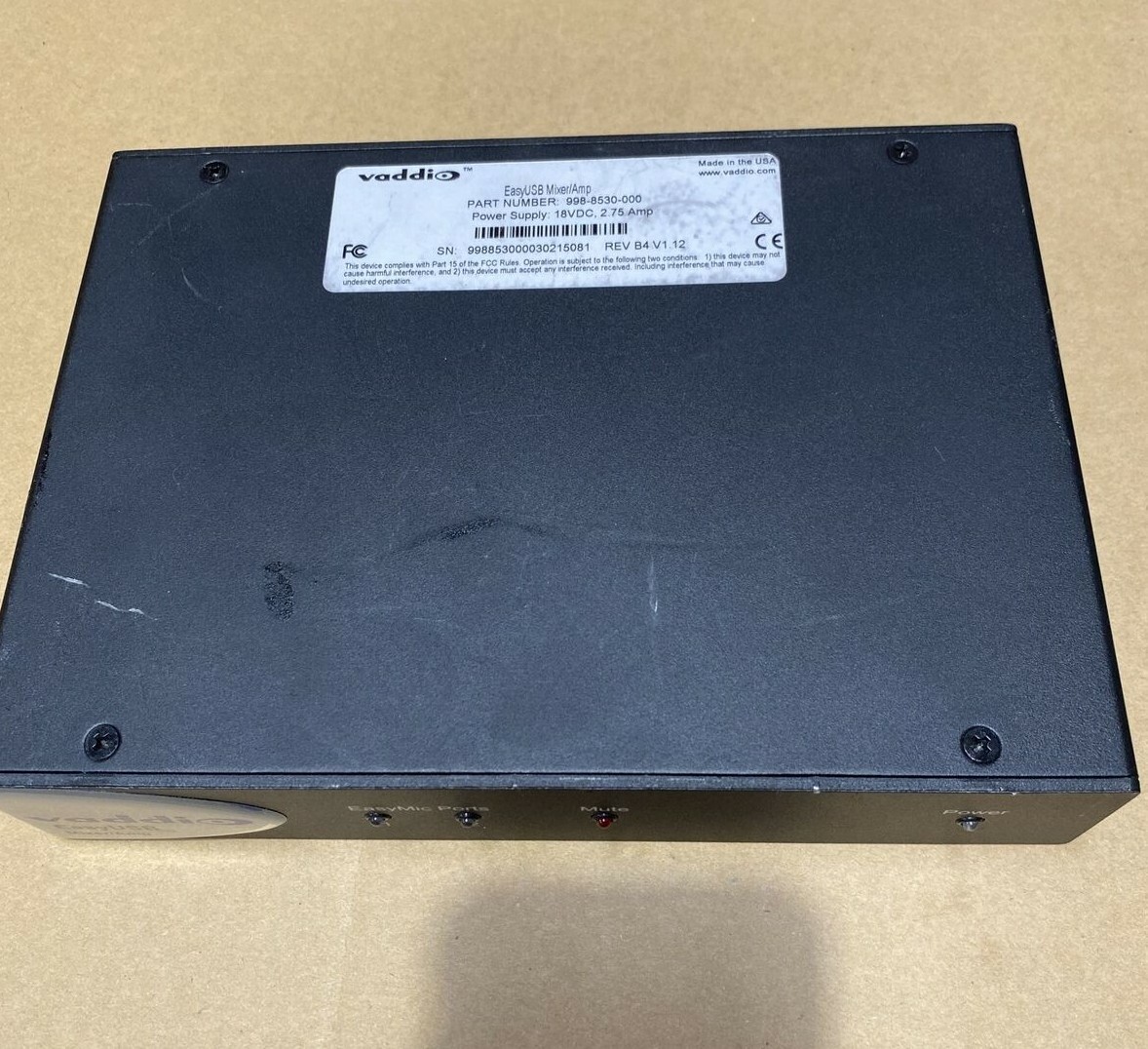 Vaddio 998-8536-000 EasyUSB AudioBRIDGE Mixer Amp No Power Adapter