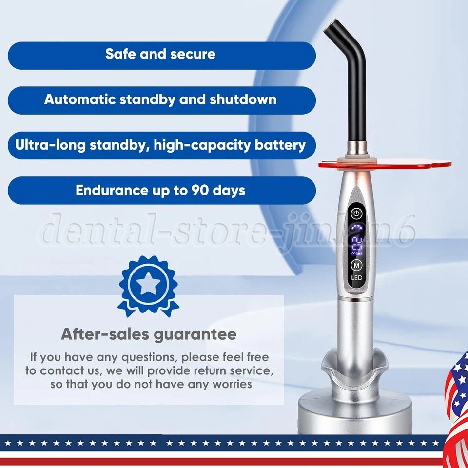 Dental Wireless Cordless LED Cure Curing Light Lamp 2000mw 5W Tool Resin Cure