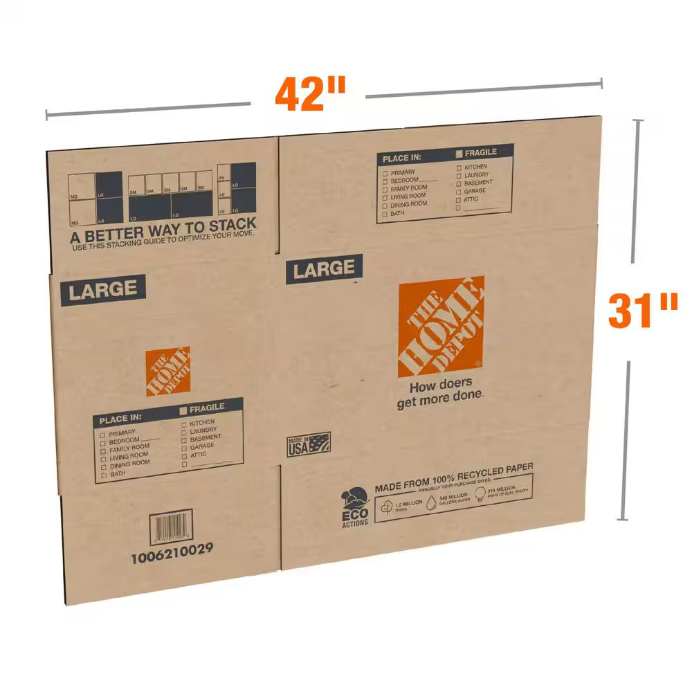 Large Moving, Shipping, Packing Box with Handles (20 Pack)