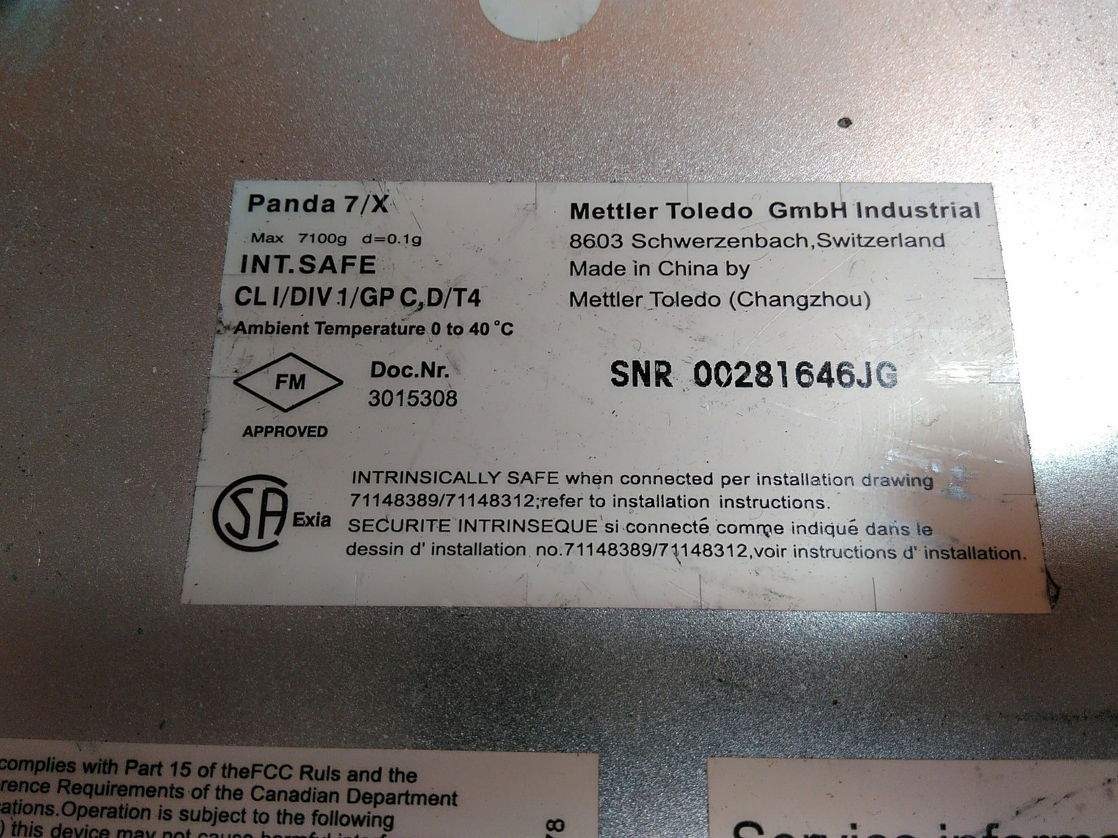 Mettler Toledo Panda 7/X Paint Mixer Scale No Power Adapter No Plate