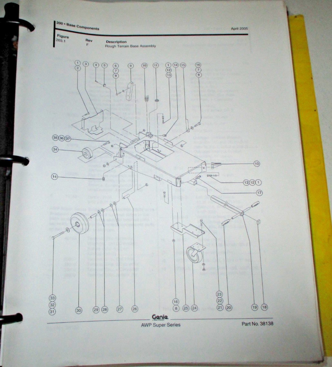 Genie AWP Super Series Parts Catalog & AWP IWP Work Platform Service Shop Manual