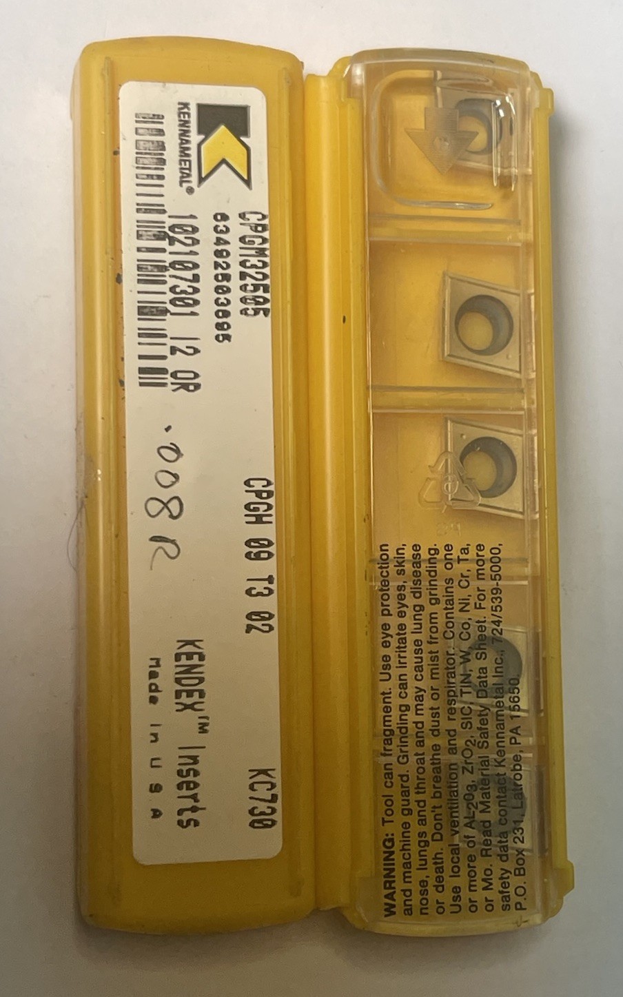 Kennametal Carbide Inserts CPGM32505 / CPGH09T302 KC730 QTY. 10 (26MY593)