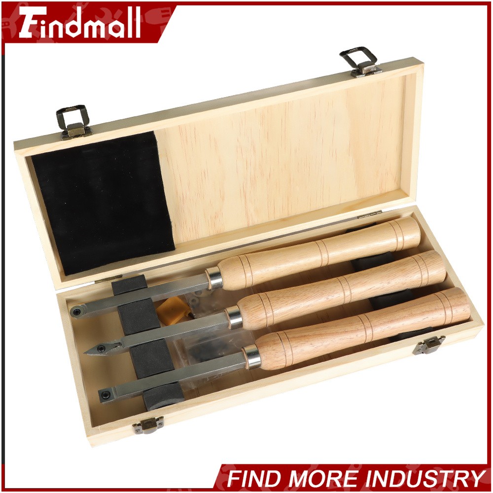 Findmall 3Piece Set Carbide Woodturning Tool Mini Size W/ Comfort Grip Handles