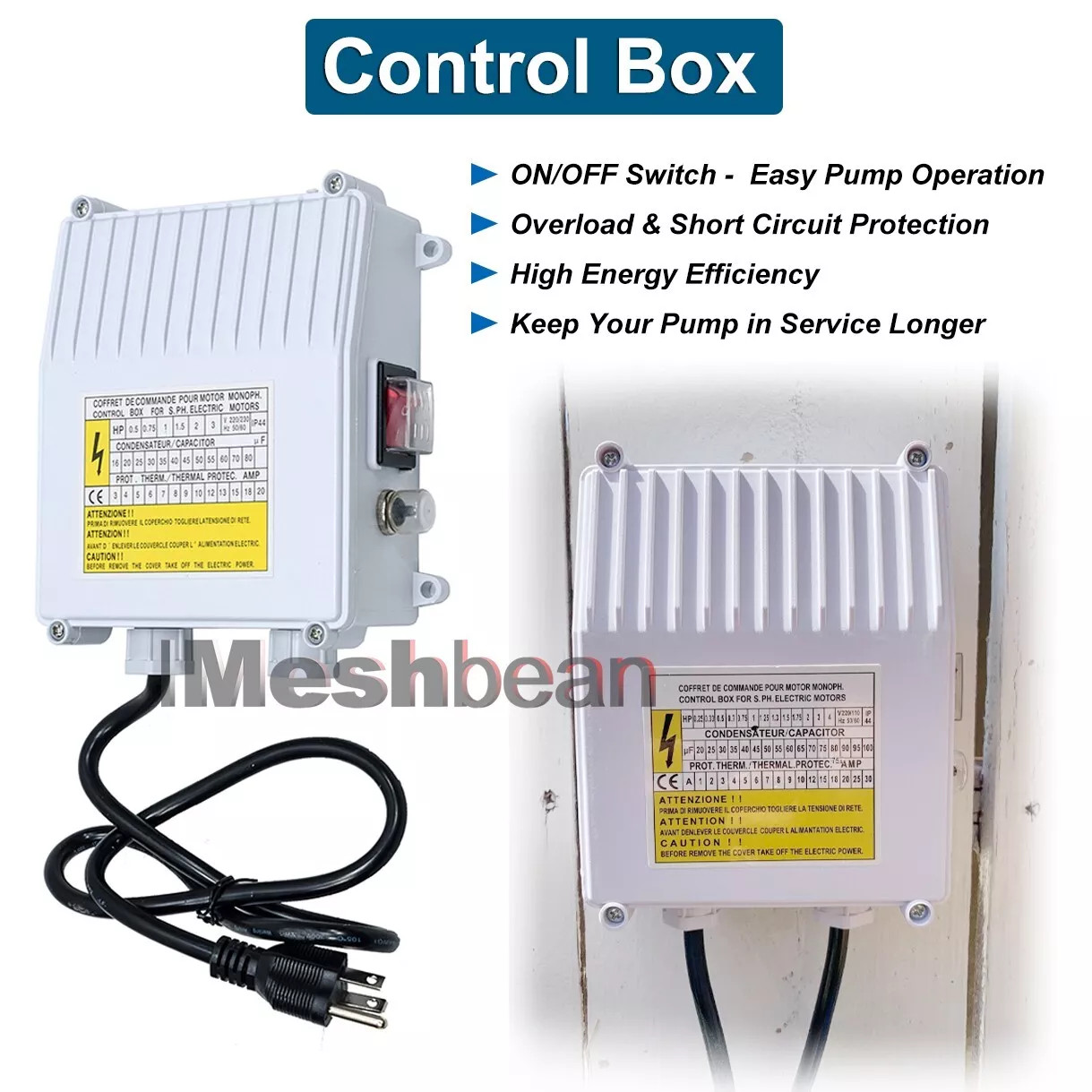 1HP 3″ Deep Well Submersible Pump Screw Pump 380FT Hmax 10GPM 110V w/Control box
