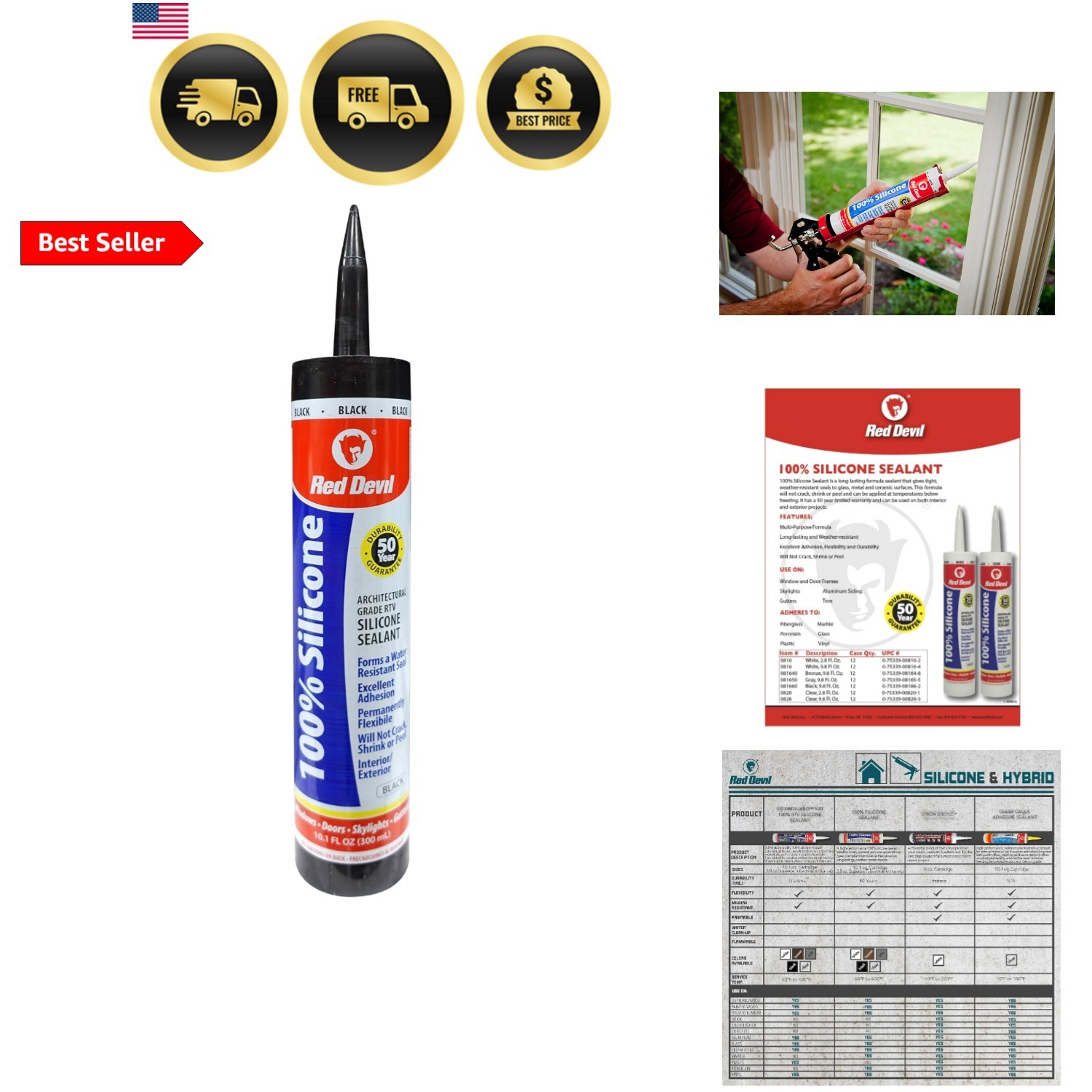 100% Silicone Architectural Grade RTV Sealant, A Water-Resistant Adhesive for…
