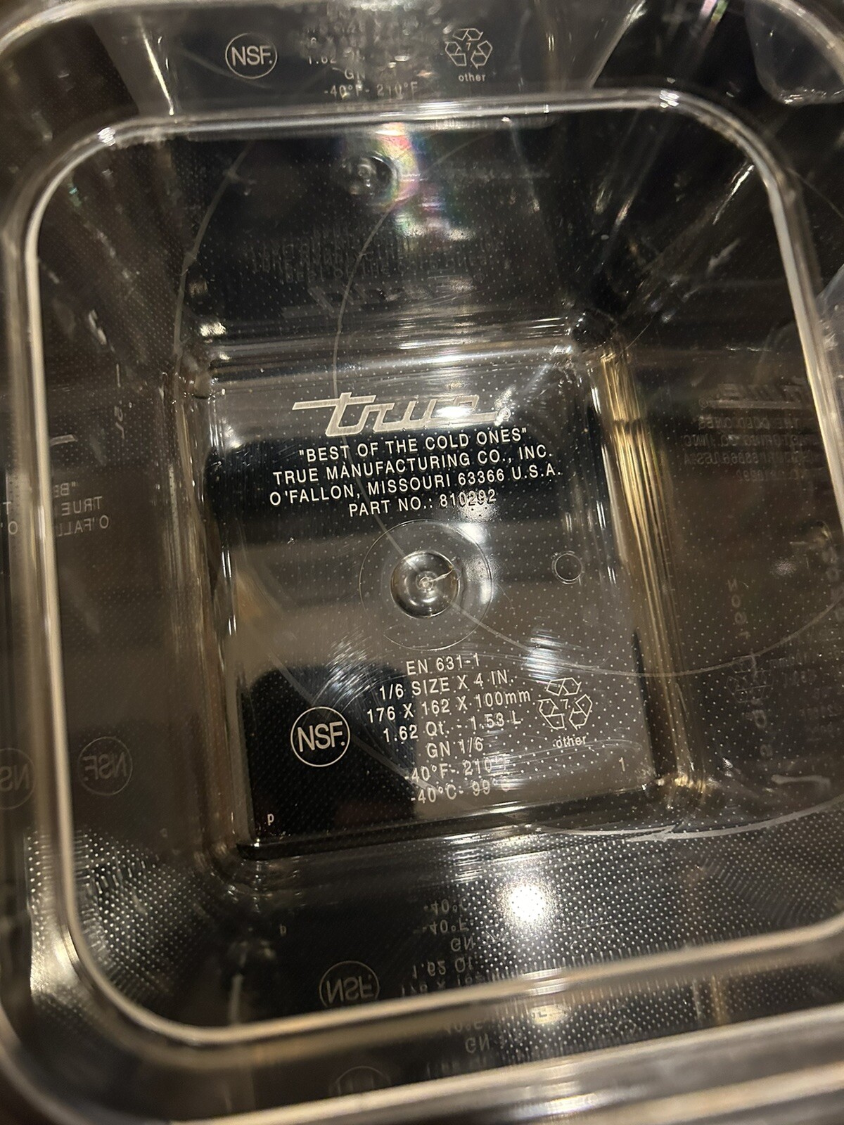 6 Each True Clear Food Pan 1/6 Size 4” Deep NSF Commercial Prep Polycarbonate