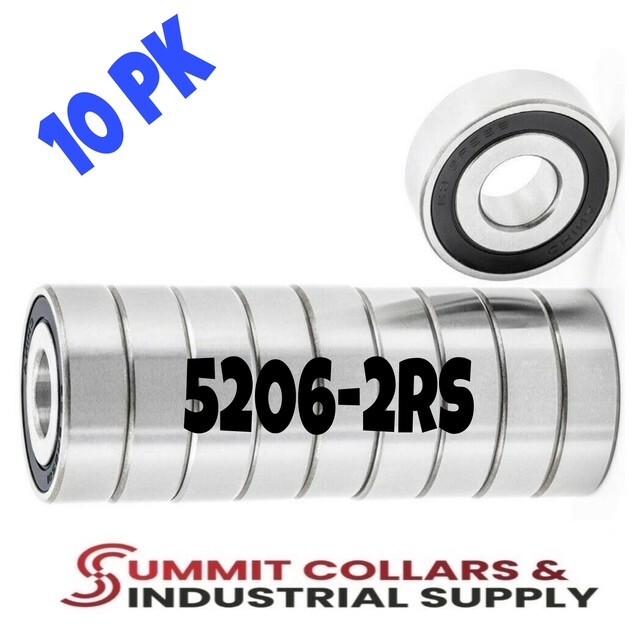 5206-2RS Angular Contact Ball Bearing, 30mm Bore X 62mm OD X 23.8mm W