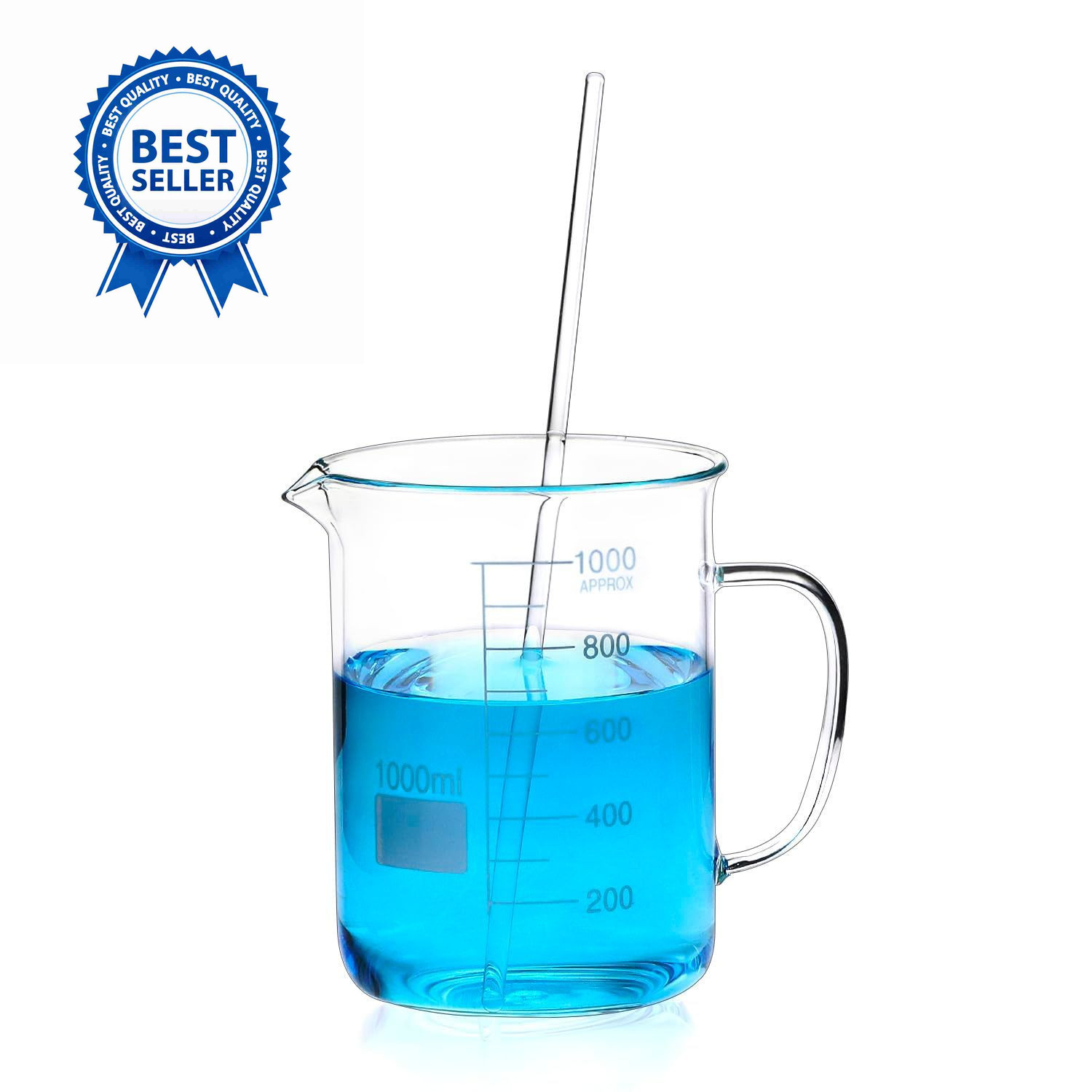 QWORK 2 Pack 1000ml Borosilicate Glass Beaker with Handle, & 10 Pcs 12″…