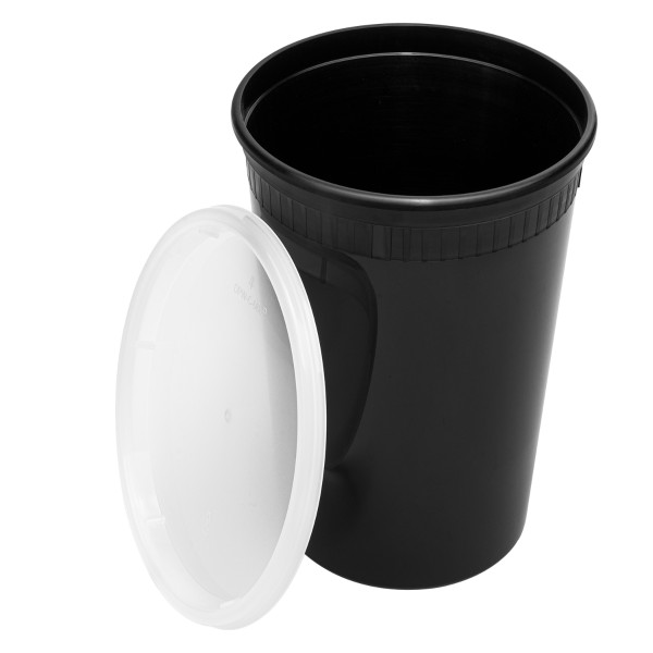Karat 32 oz Black PP Injection Molded Round Deli Containers with Lids – 240 Set