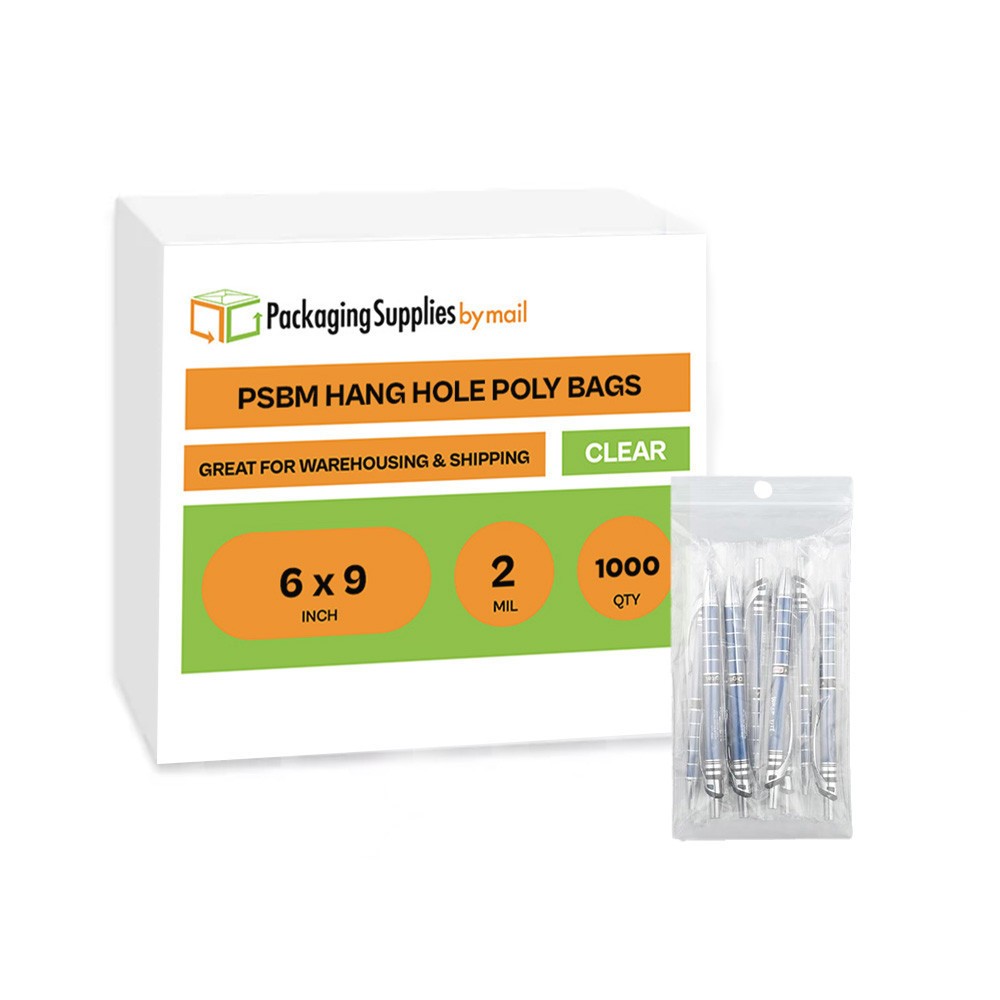 1000 Pcs 6″ x 9″ 2 Mil Zipper Plastic Reclosable Bags with Hang Hole