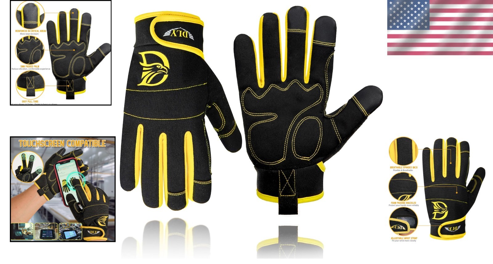 Durable Synthetic Leather Work Gloves with Impact Protection for Outdoor Use