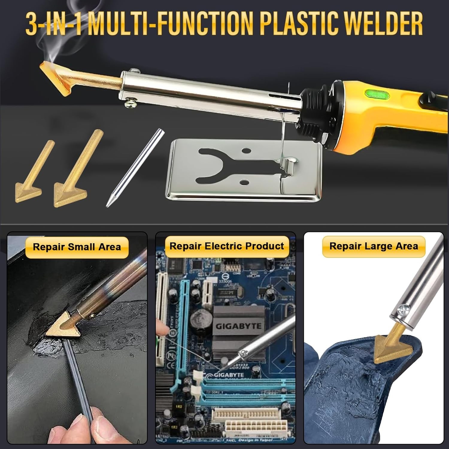 Professional 150W Plastic Welding Kit with 70 Rods 3 Tips for Car Bumper Kaya…