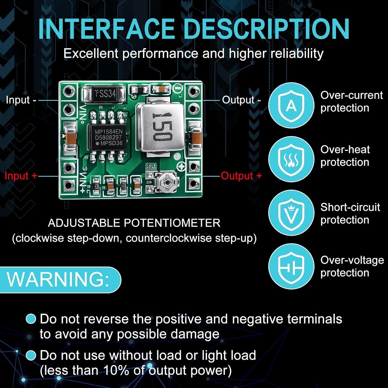Mini MP1584EN DC-DC Buck Converter Adjustable Power Module 24V to 12V 9V 5V 3…