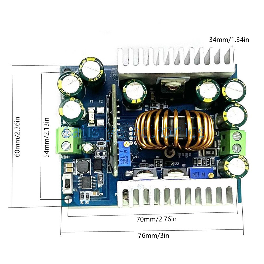 500W Buck Converter Step Down CCCV DC12-95V to DC1.5-90V Adjustable Power Module