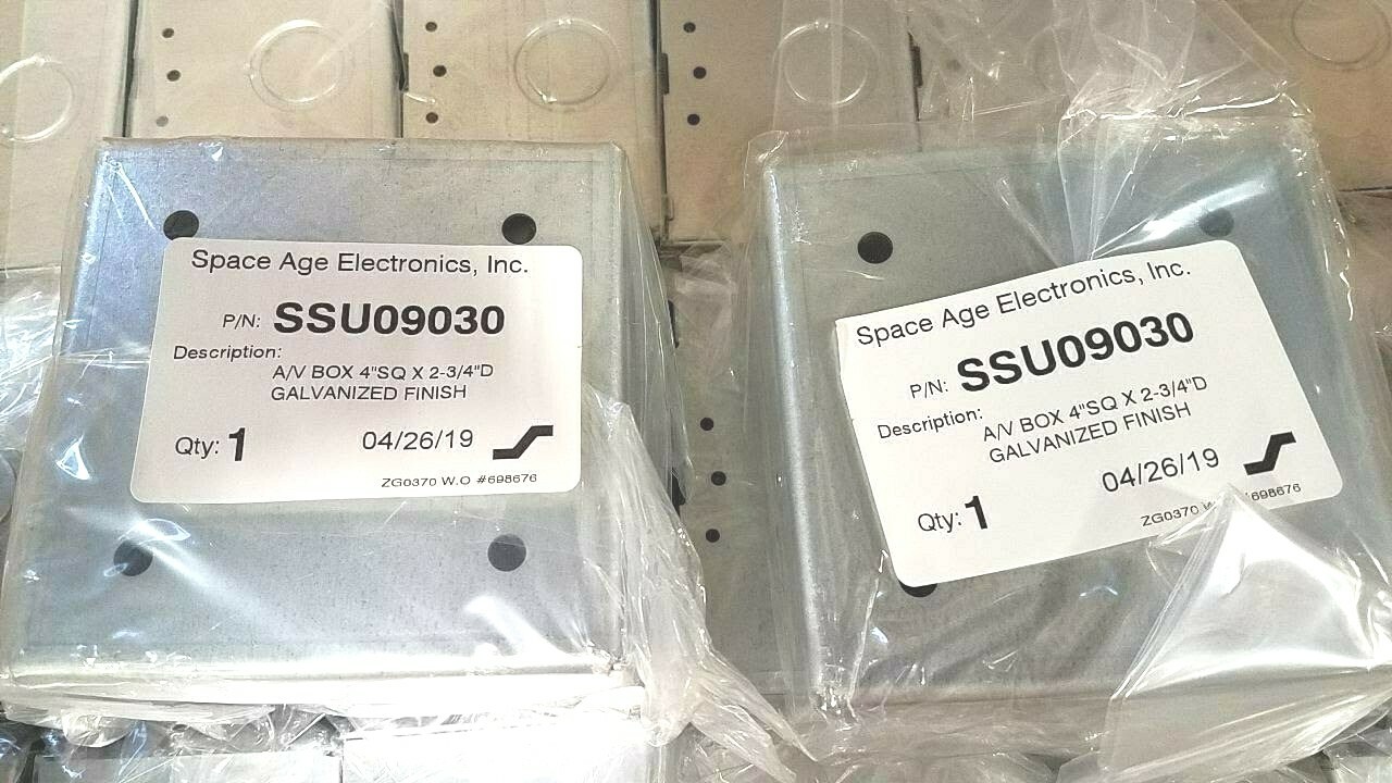 [LOT of 54] Space Age Electronics SSU09030 4x4x2.75-in Electrical Box w/Tabs CTA