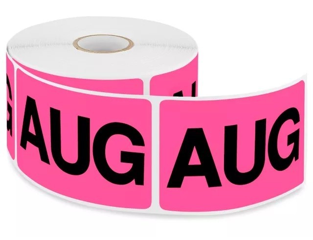 Months of the Year Labels, AUG, August, 2″ X 3″, 500/Roll, 1 ROLL