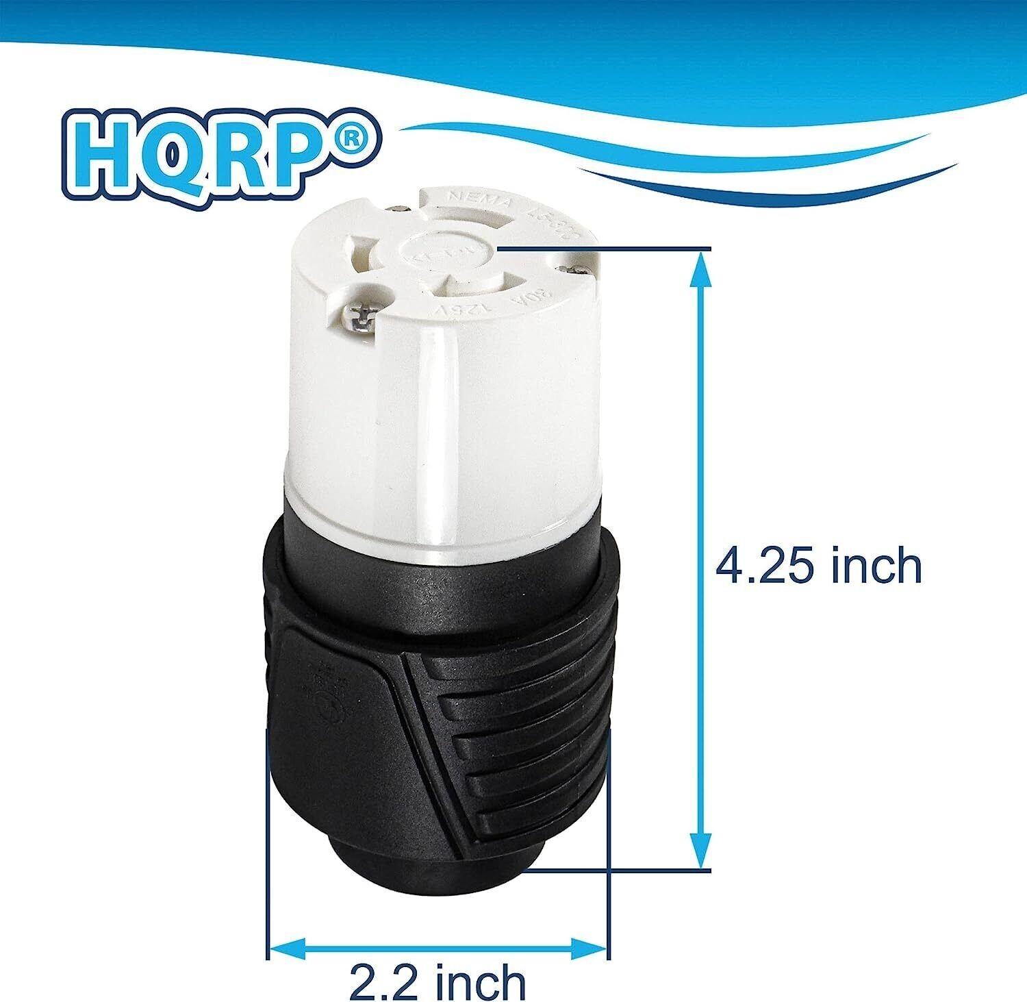 HQRP US Cord Connector NEMA L5-30C Locking Female Plug 30 Amp, 125 Volt, 2 Pole