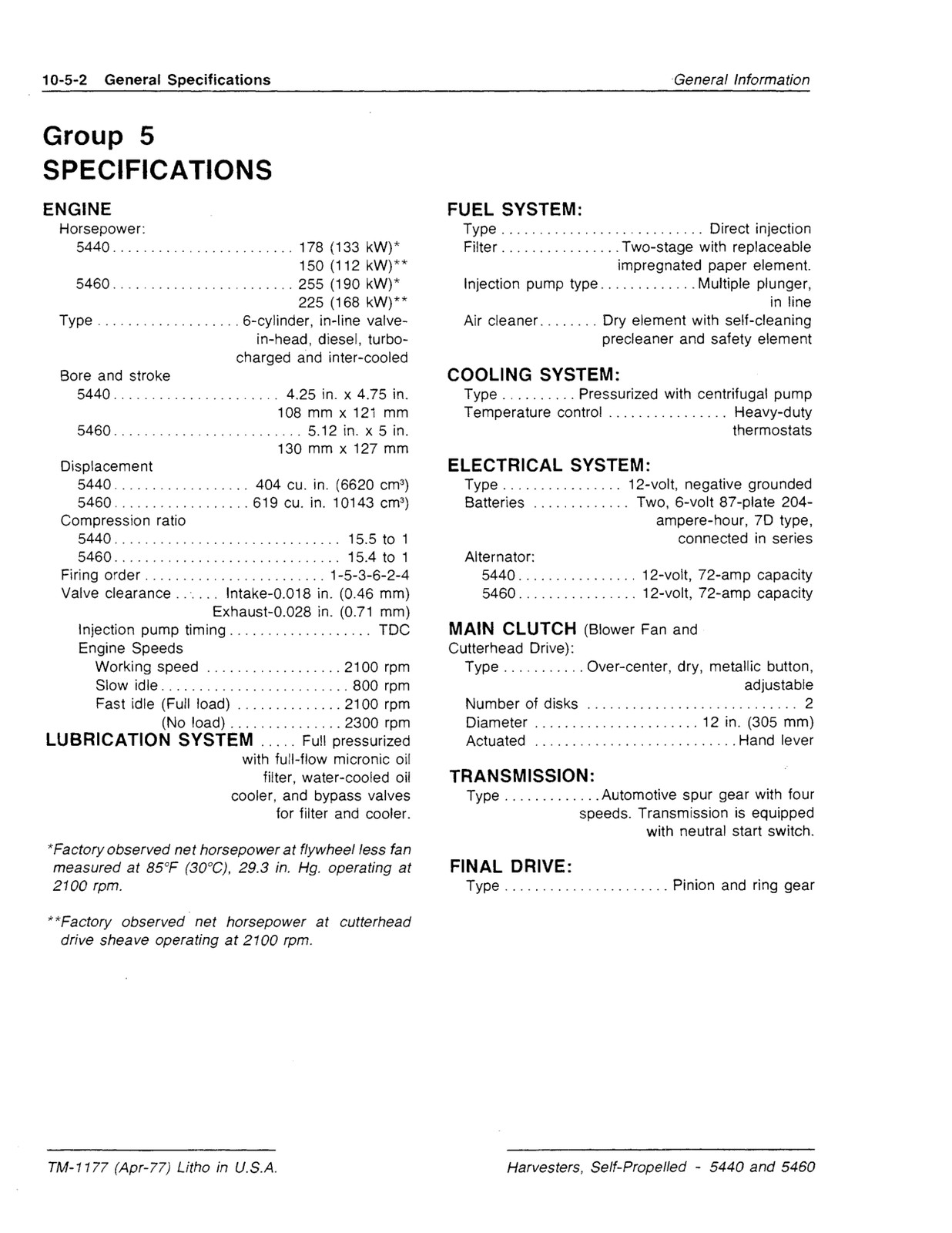 John Deere 5440 5460 Forage Harvester Service Manual TM1177 USB