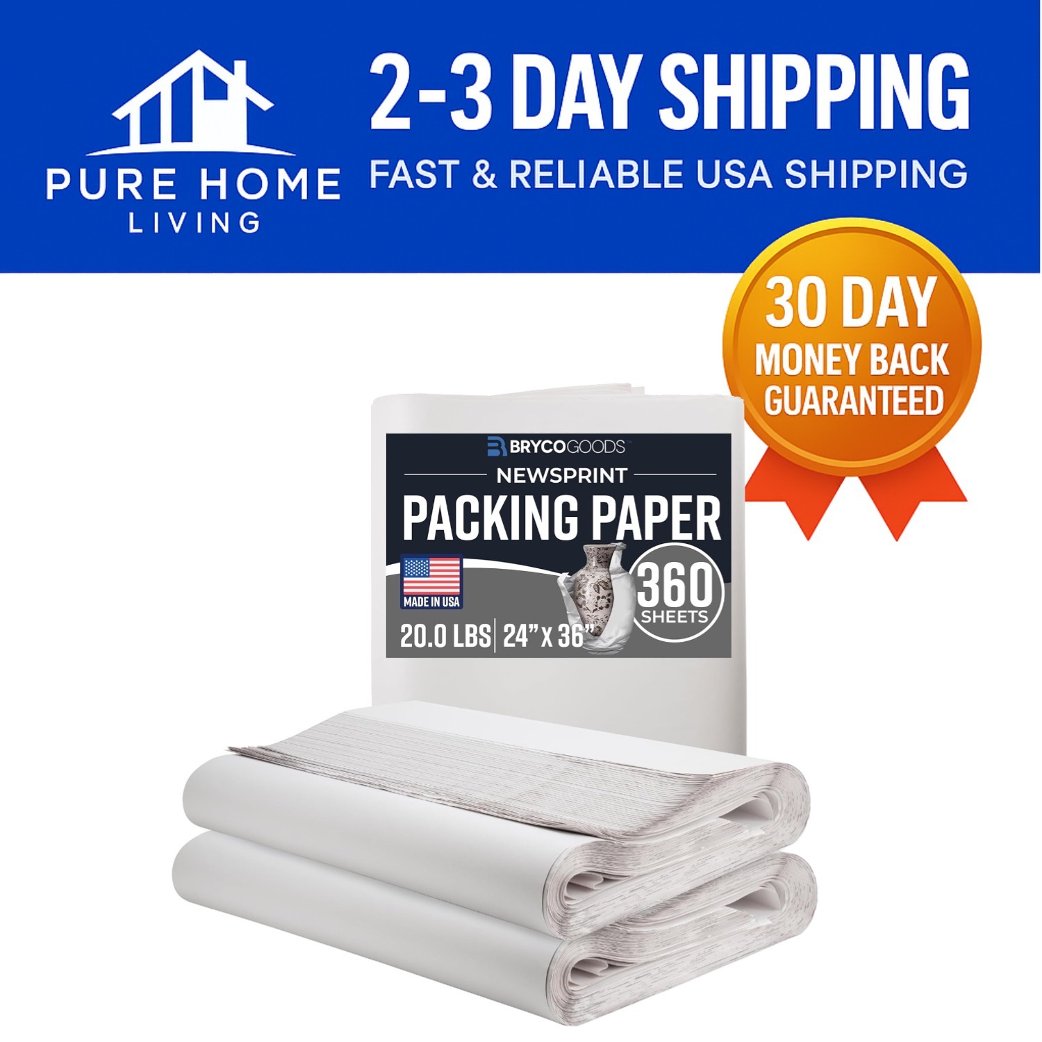 360 Sheets of Newsprint Packing Paper 24″ x 36″ – Ideal for Moving Supplies