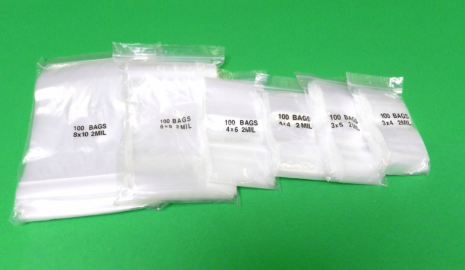 600 Zip Seal Lock Bags 2mil Clear 6 Assorted Sizes 100@ 3×4 3×5 4×4 4×6 6×9 8×10