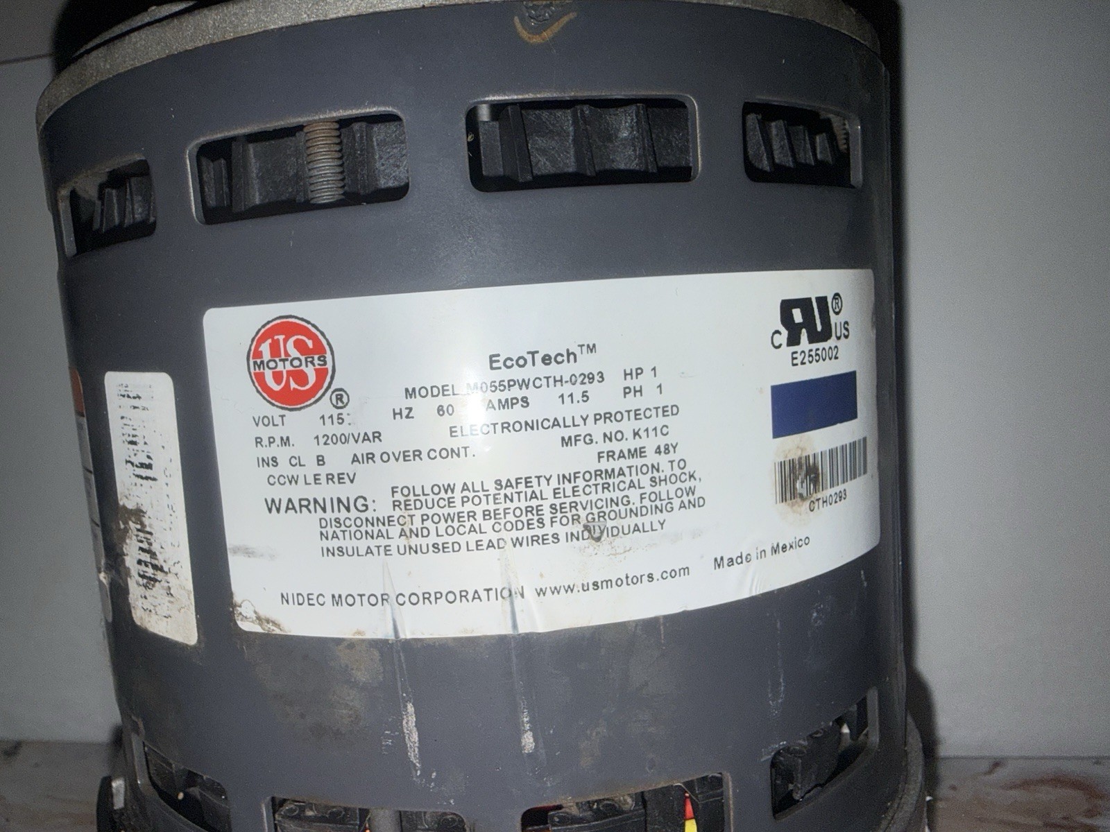 US Motors M055PWCTH-0293 ECM Blower Motor Goodman 0131M00177 1200 RPM 1HP