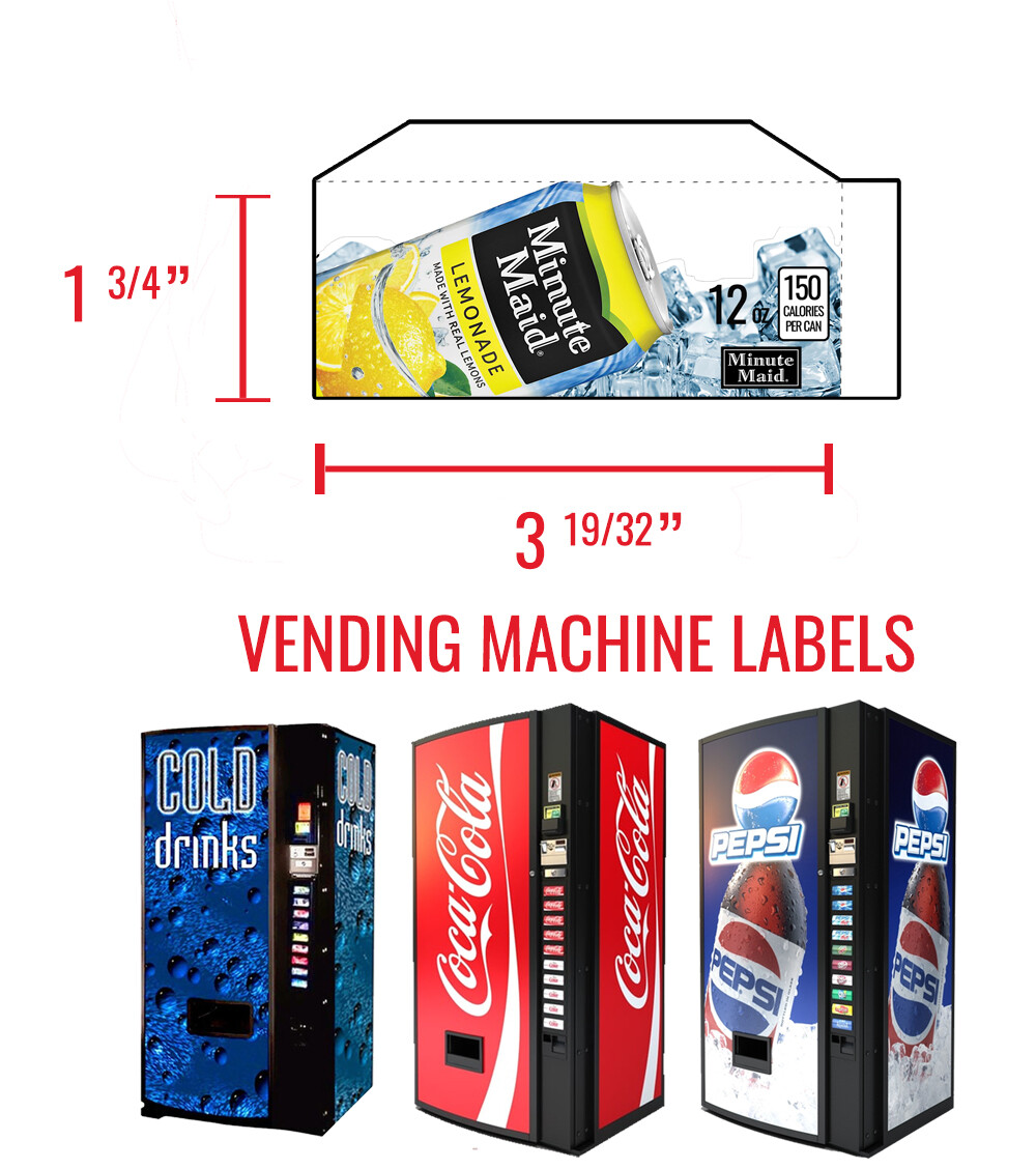 (10) Dixie Narco 501e 12 oz «CAN» Vend Labels – Flavor Strips -VARIETY PACK