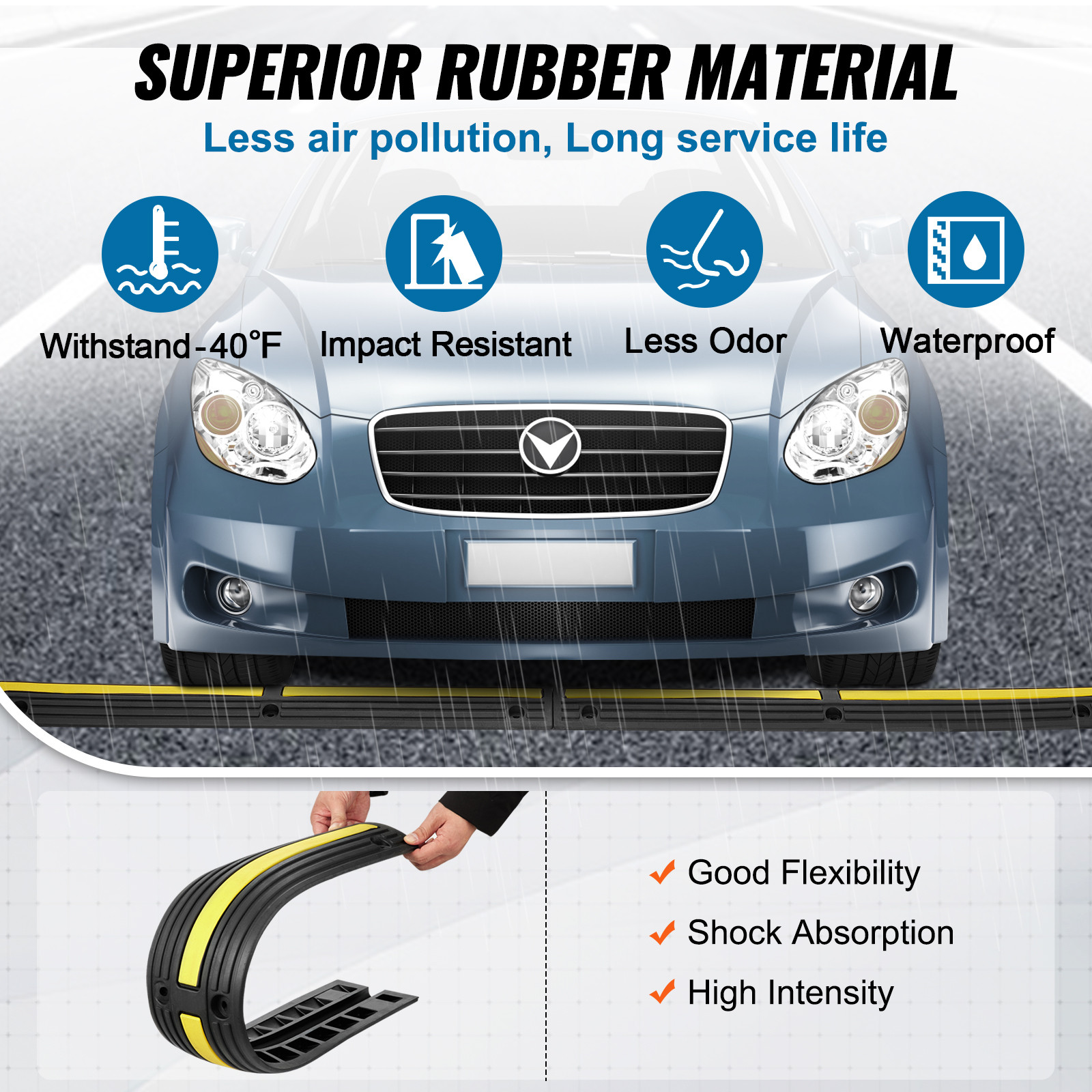 VEVOR 4 PCs 39» Cable Protector Ramp 18000 lbs Speed Bump Floor Cable Protector