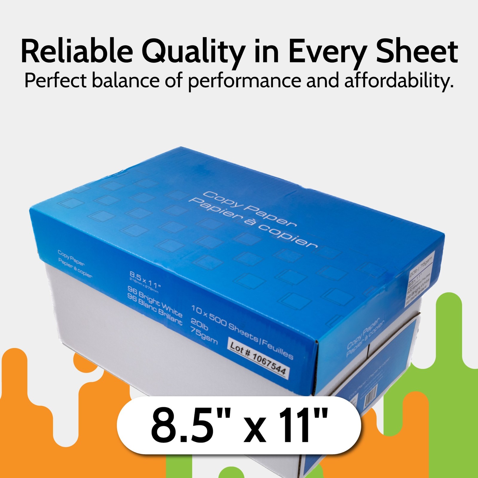 8.5″x11″ White Printer Paper 20 to 800 lb 96 Bright 10 to 400 Reams Matte Sheets