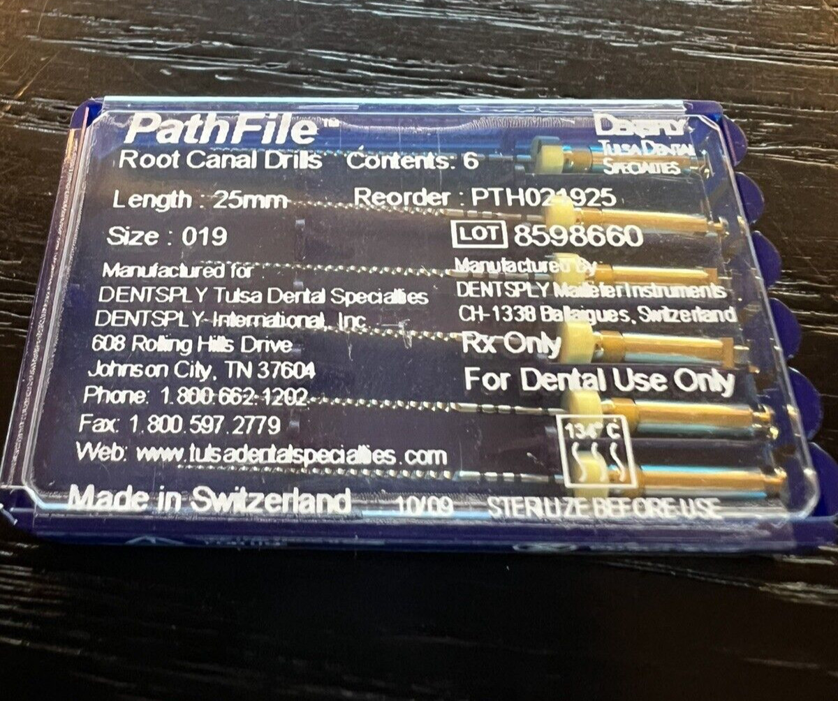 PathFile Dentsply Endodontic Rotary File .02 Taper, 25mm, 6 files per pack NiTi