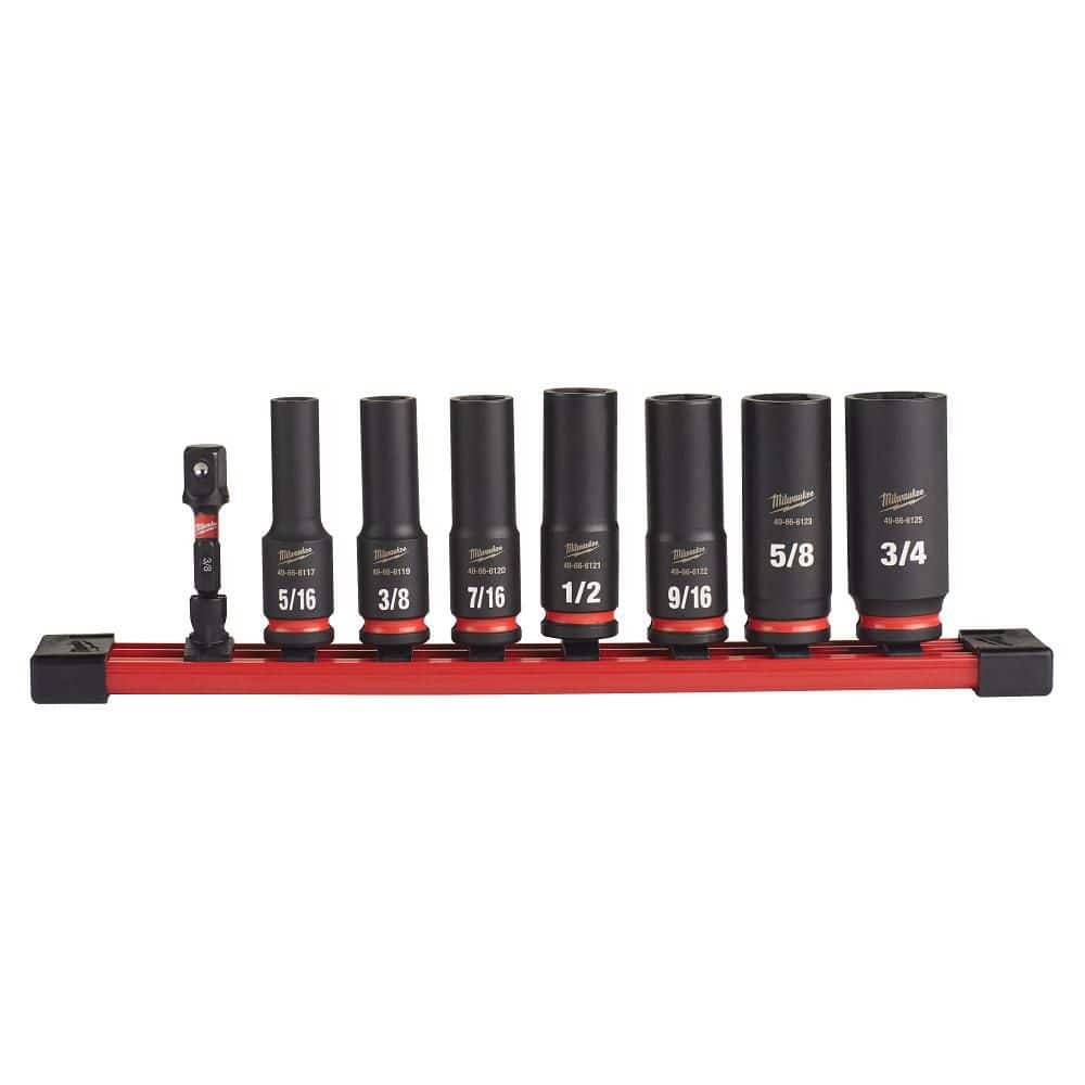 Milwaukee SHOCKWAVE Impact Duty 3/8″ SAE Deep Impact Rated Socket Set (8-Piece)
