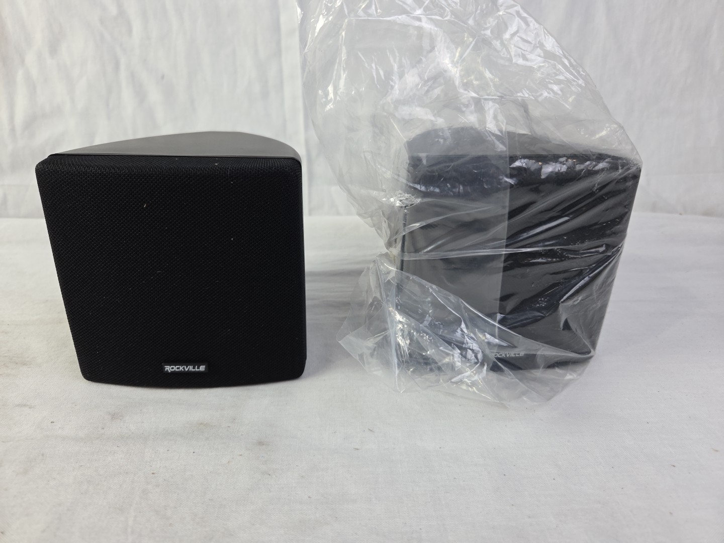 Cube by Rockville Pair of 3.5″ Black Commercial 70v Swivel Wall Mount Speakers