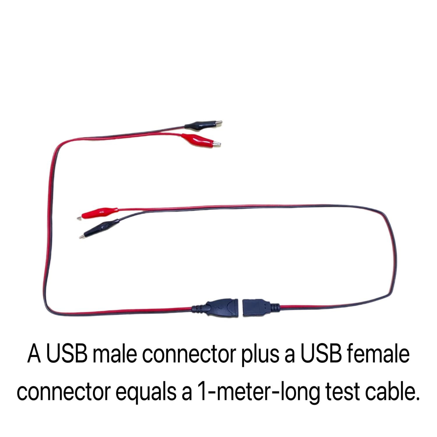 4 Sets of 50cm 24AWG USB Male-to-Female Jumper Wires with Alligator Clips, Po