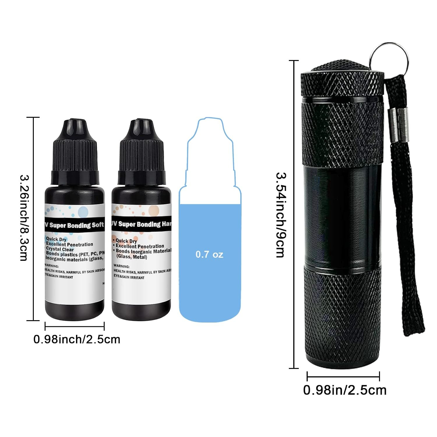 EDSRDXS UV Bonding & Welding Glue Kit UV Resin Kit Super Bonding Soft & Hard