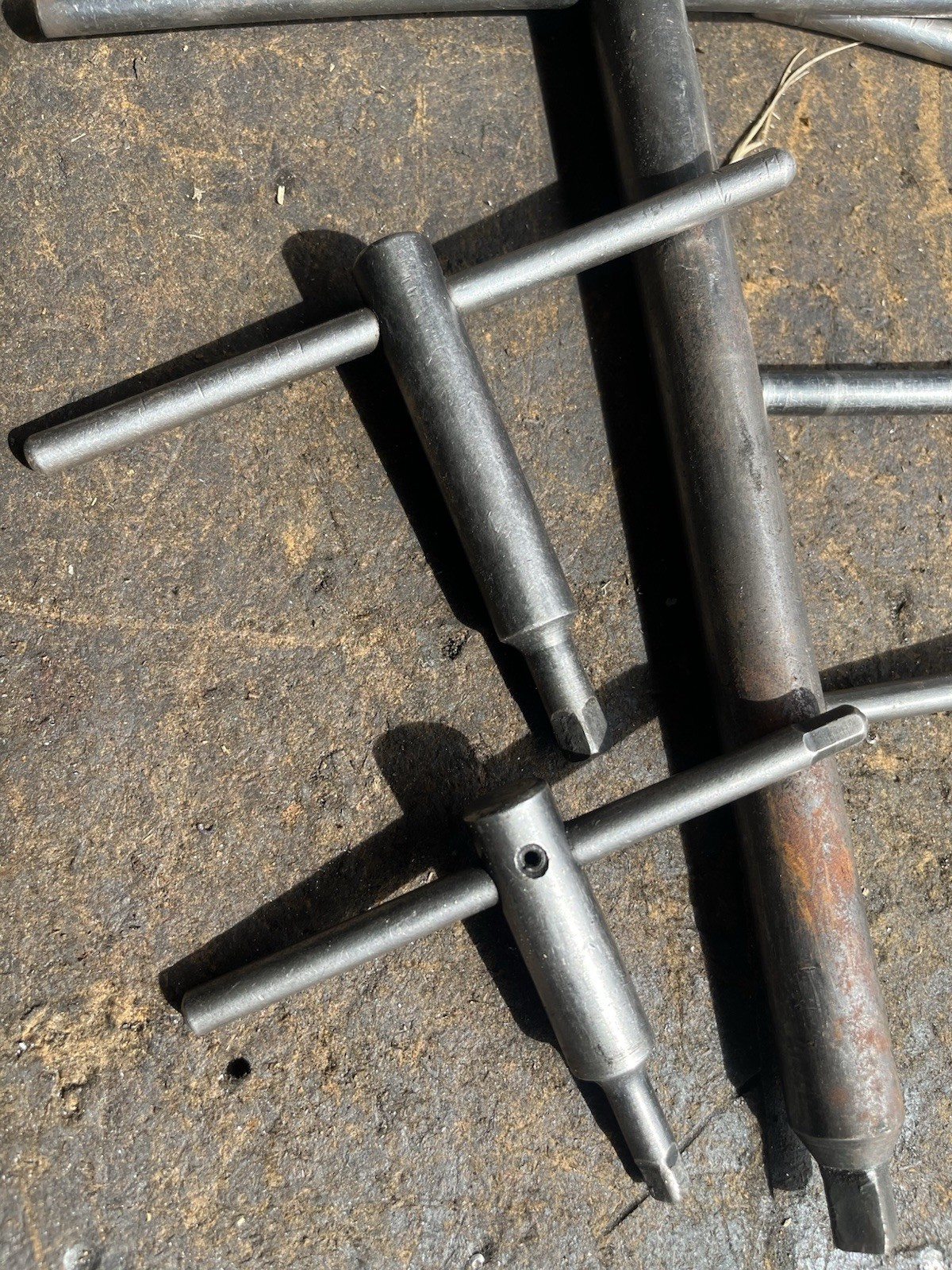 Lot (6) T-Handle Tap Wrenches/Lathe Chuck Keys Various Size (As Shown) UNTESTED
