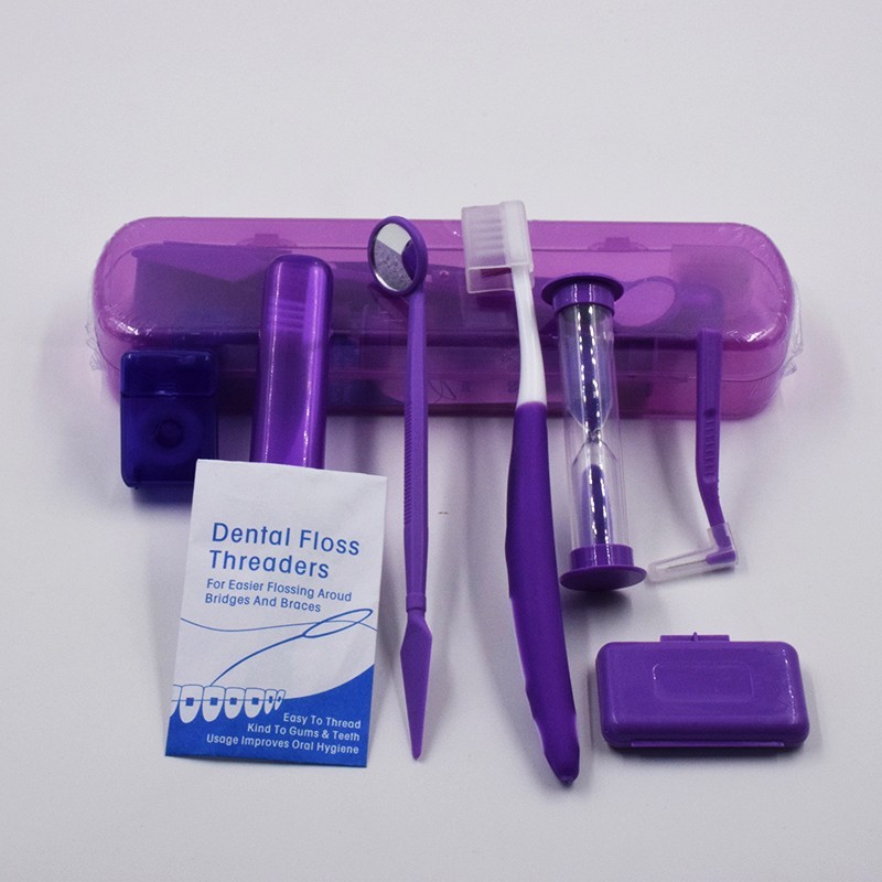 7 Pcs Dental Orthodontic Oral Cleaning Care Kit Teeth Brush Floss Thread 4 Color
