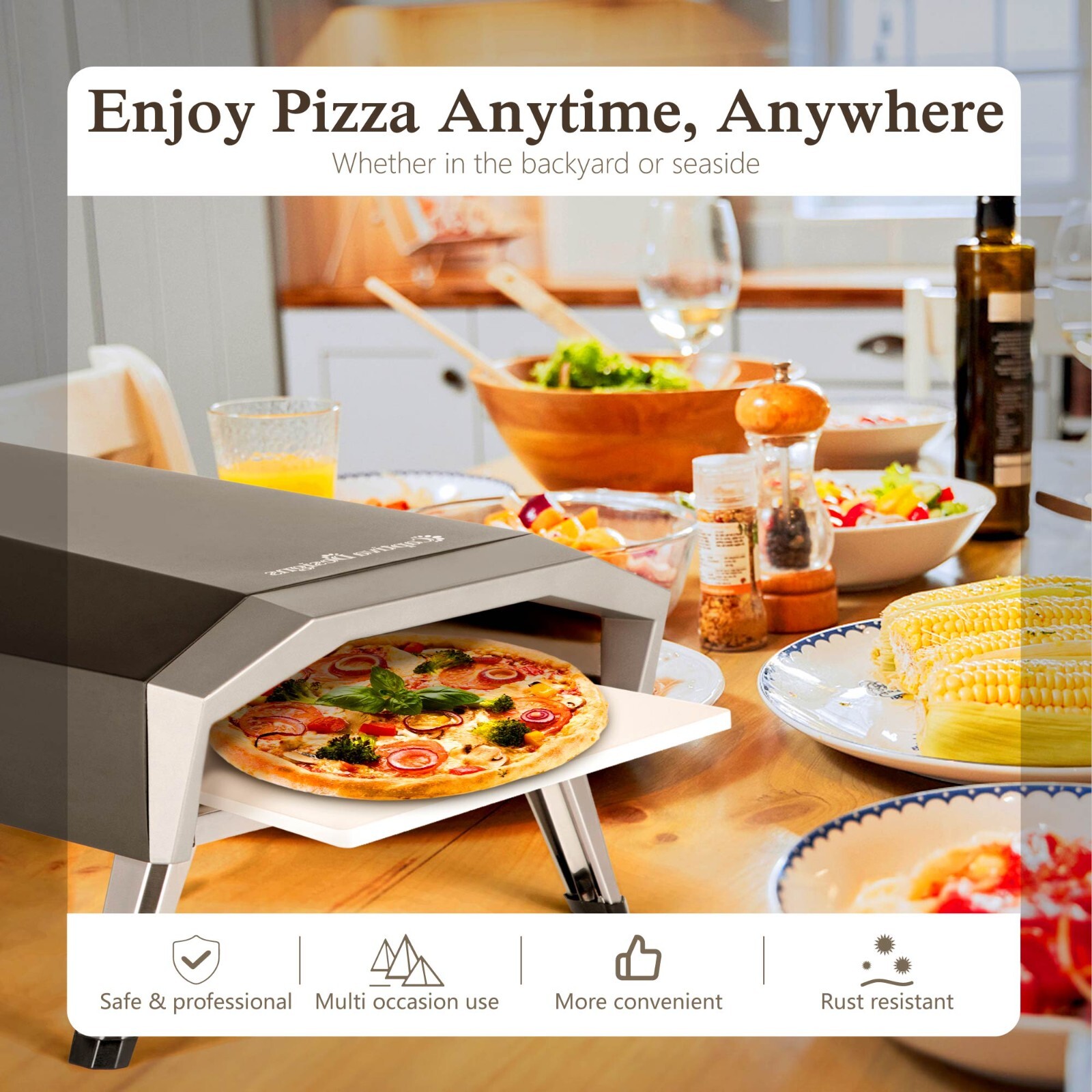 Portable Oven Pizza Outdoor Pizza Oven Gas Pizza Oven BBQ Pizza Maker 3-Layer
