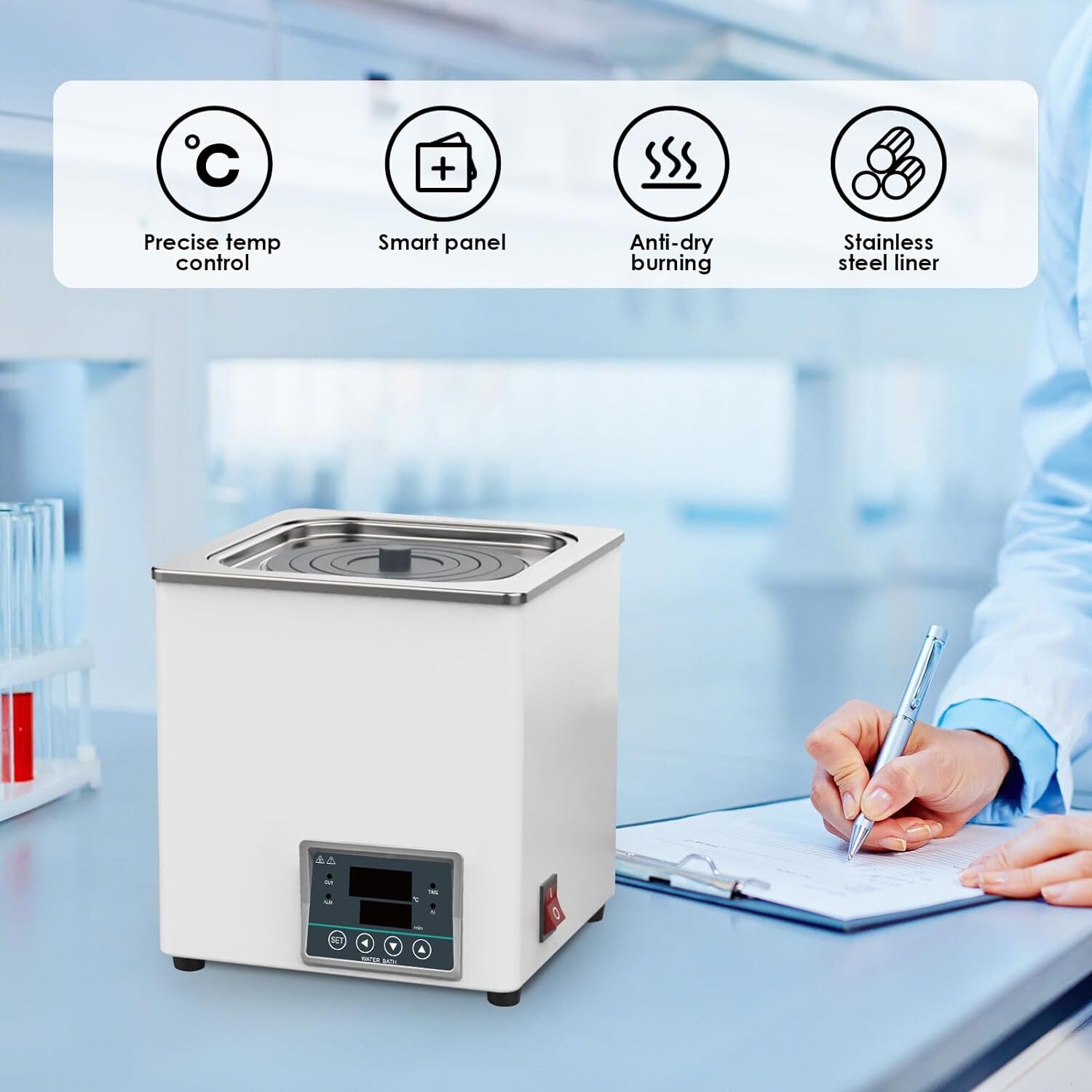 Lab Water Bath Heater 3.0L Digital Thermostat Laboratory Water Bath 110V 300W