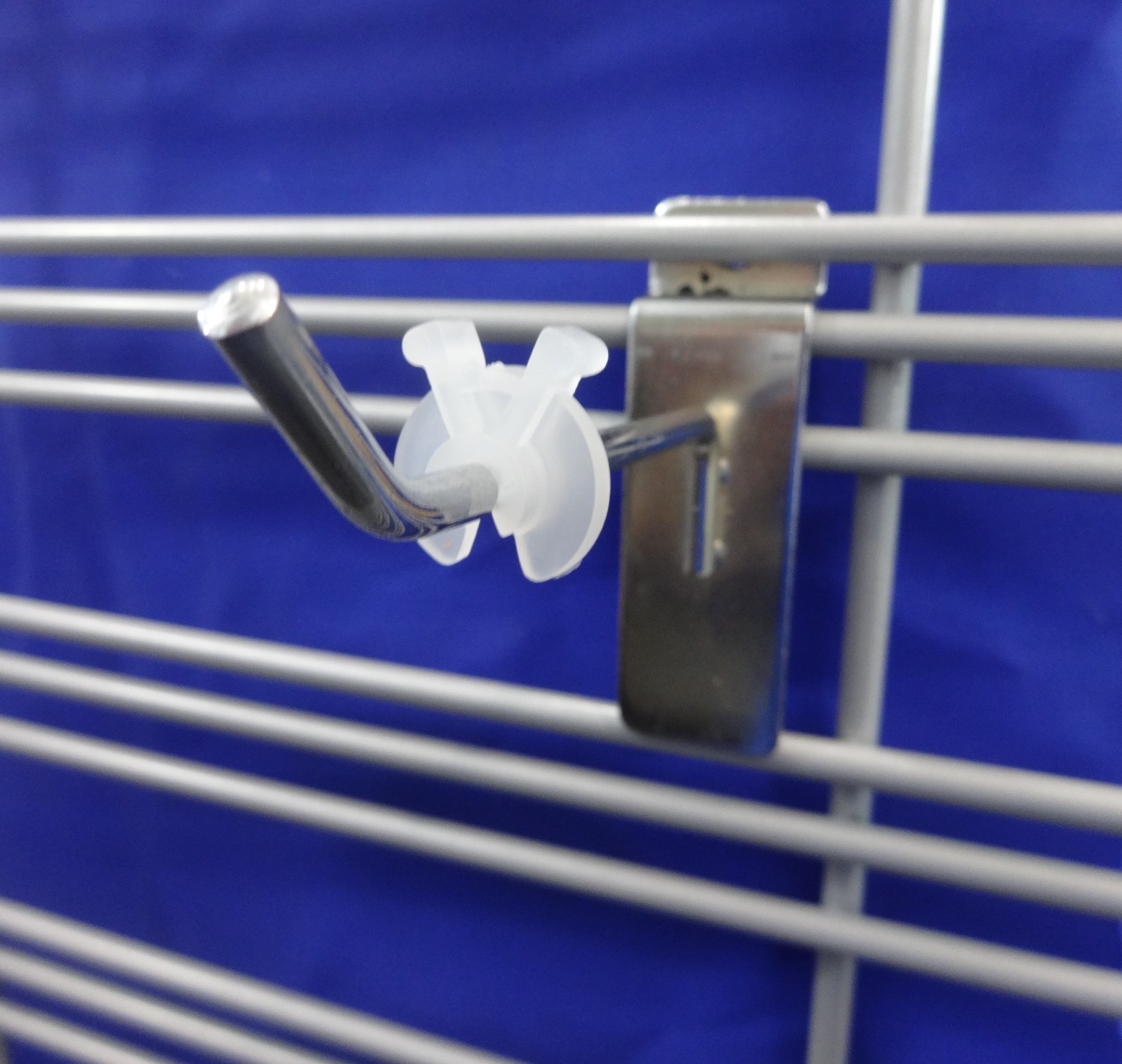 Squeezable Inventory Control Clip Clear Wire Grid Peg Hook Fits 0.120″ to 0.177″