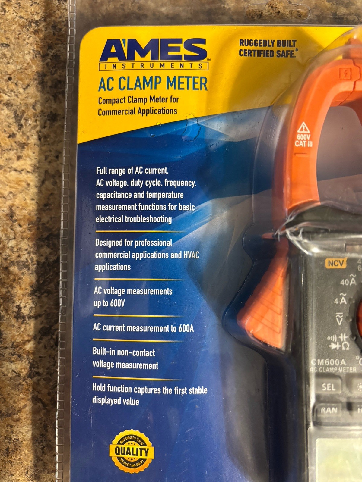 Ames Instruments CM600A Cat III 600 V AC Compact Clamp Meter Digital