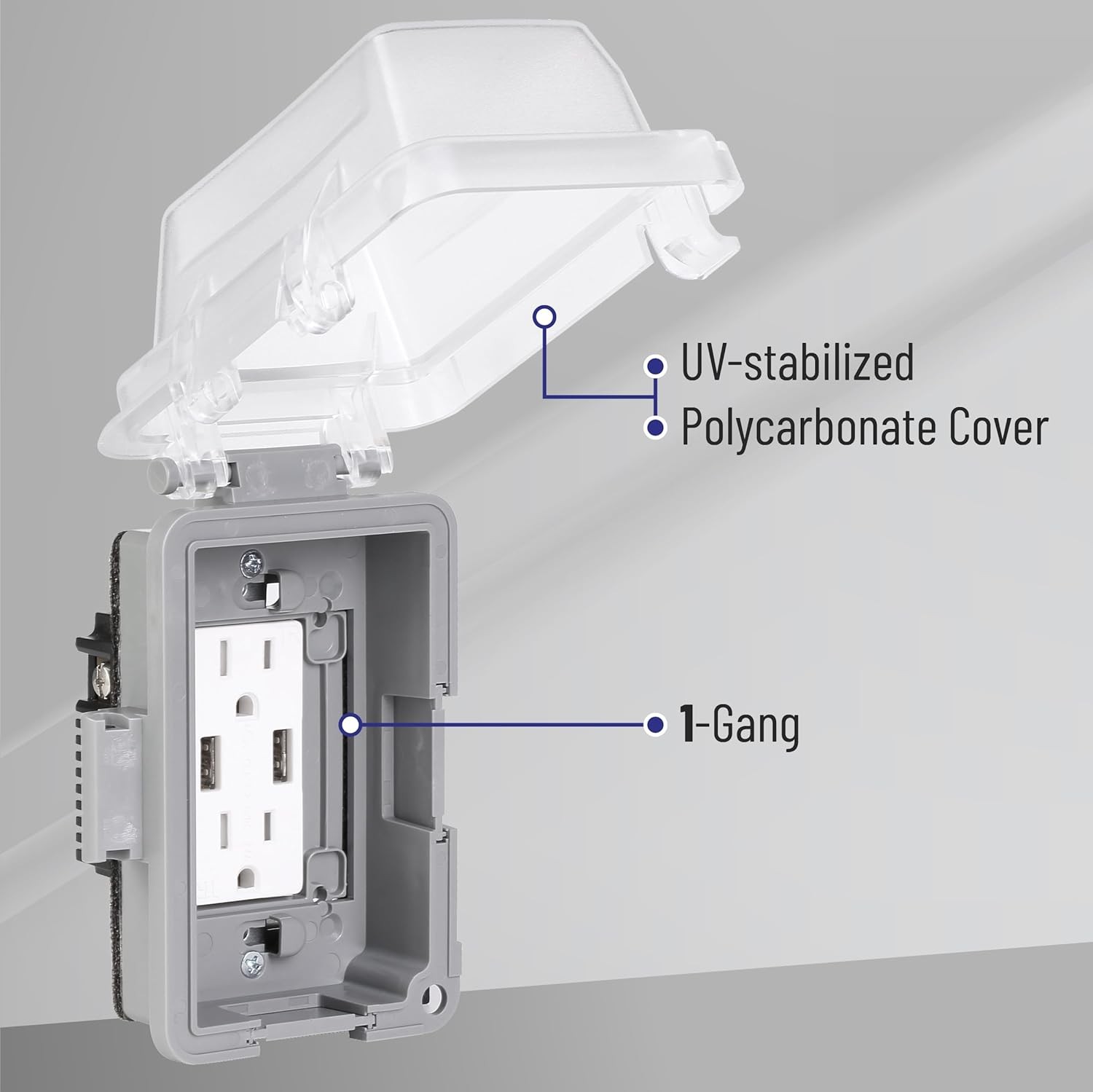 Bates- Weatherproof Electrical Outlet Cover, 1-Gang, Outdoor Plug Cover