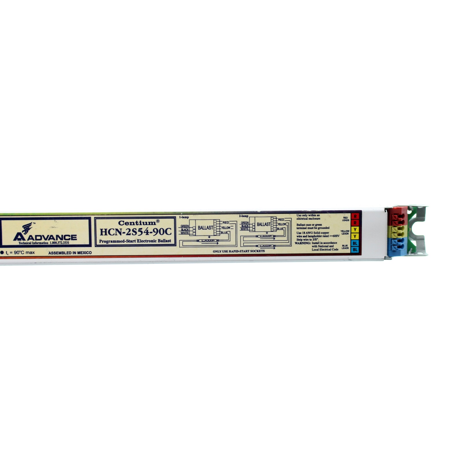 ADVANCE HCN-2S54-90C FLUORESCENT BALLAST, 2-LAMP, T5/HO F54T5HO 54W, 347/480V