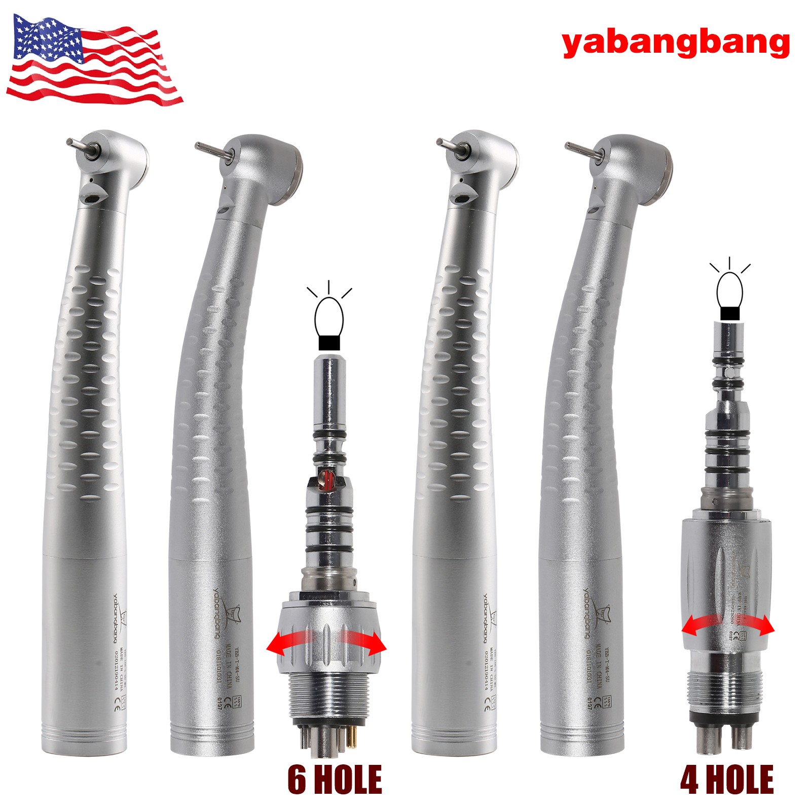 YABANGBANG Dental Fiber Optic LED High Speed Handpiece / LED Quick Coupler 4H/6H