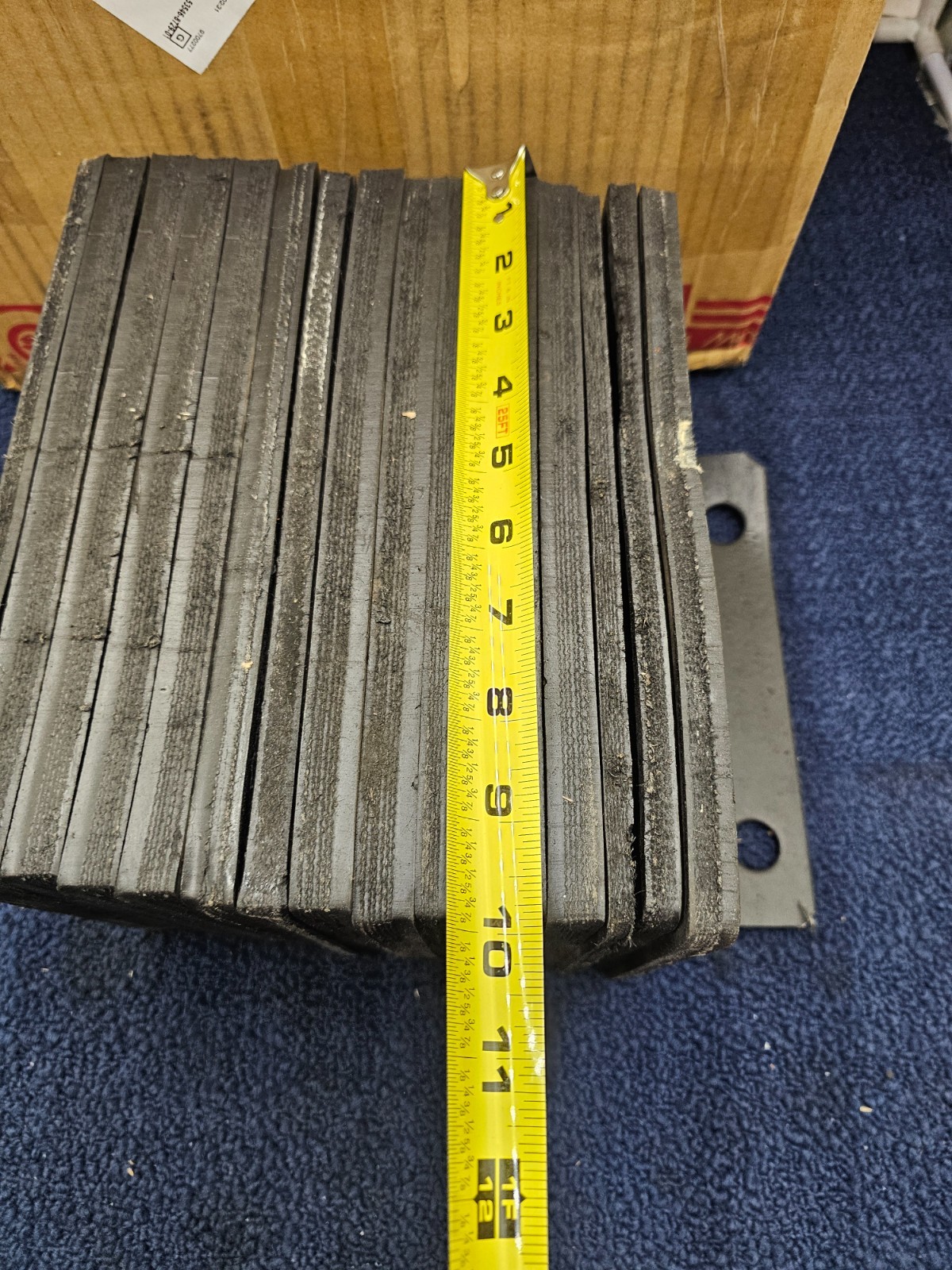 Dock Bumper Rectangular, 13 in L x 10 in W x 6 in H, Laminated Rubber 1110-1002