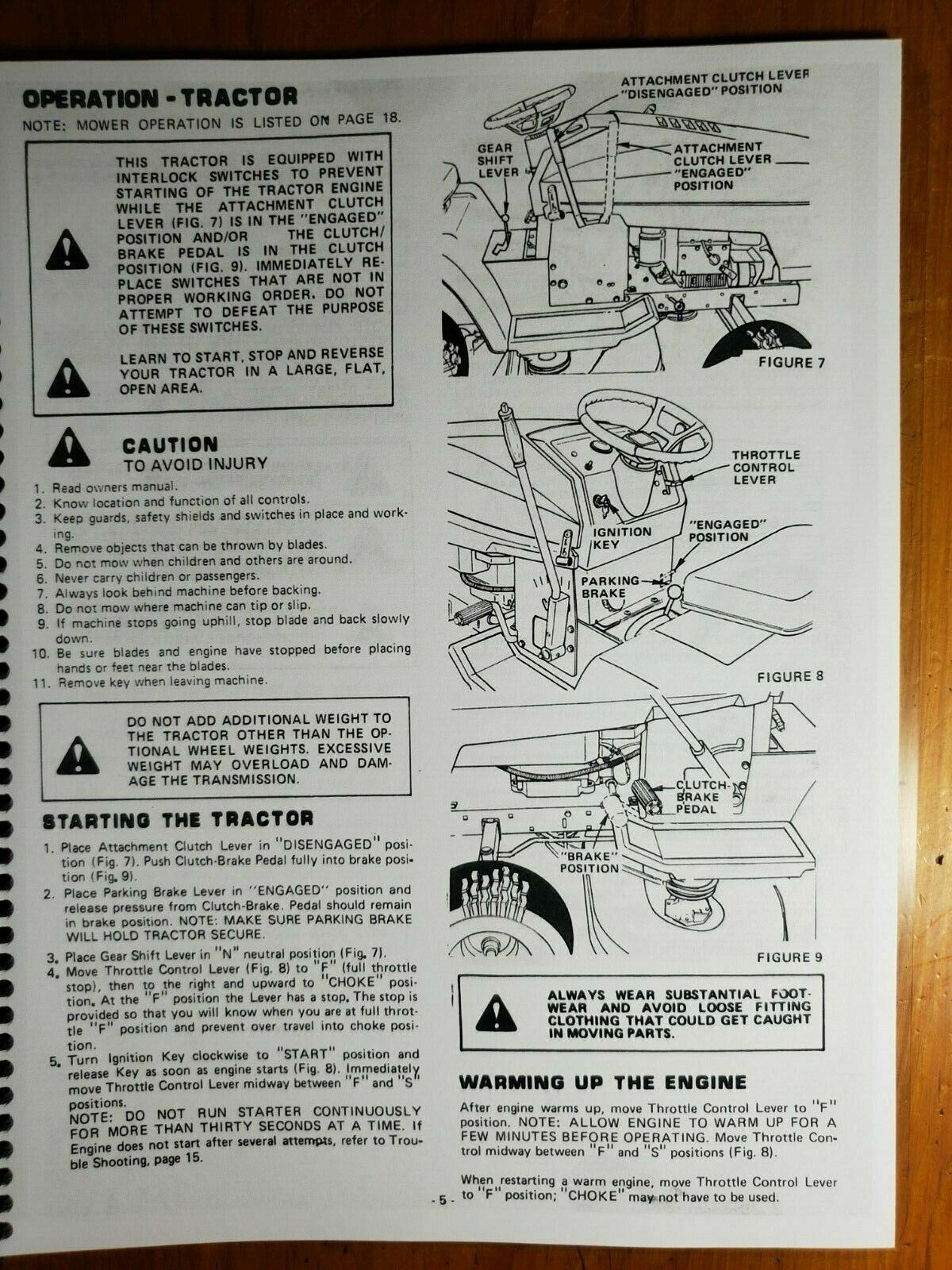 Roper LT110FR LT110 11 HP Lawn Tractor 38″ Mower Owner Operator Parts Manual ’87