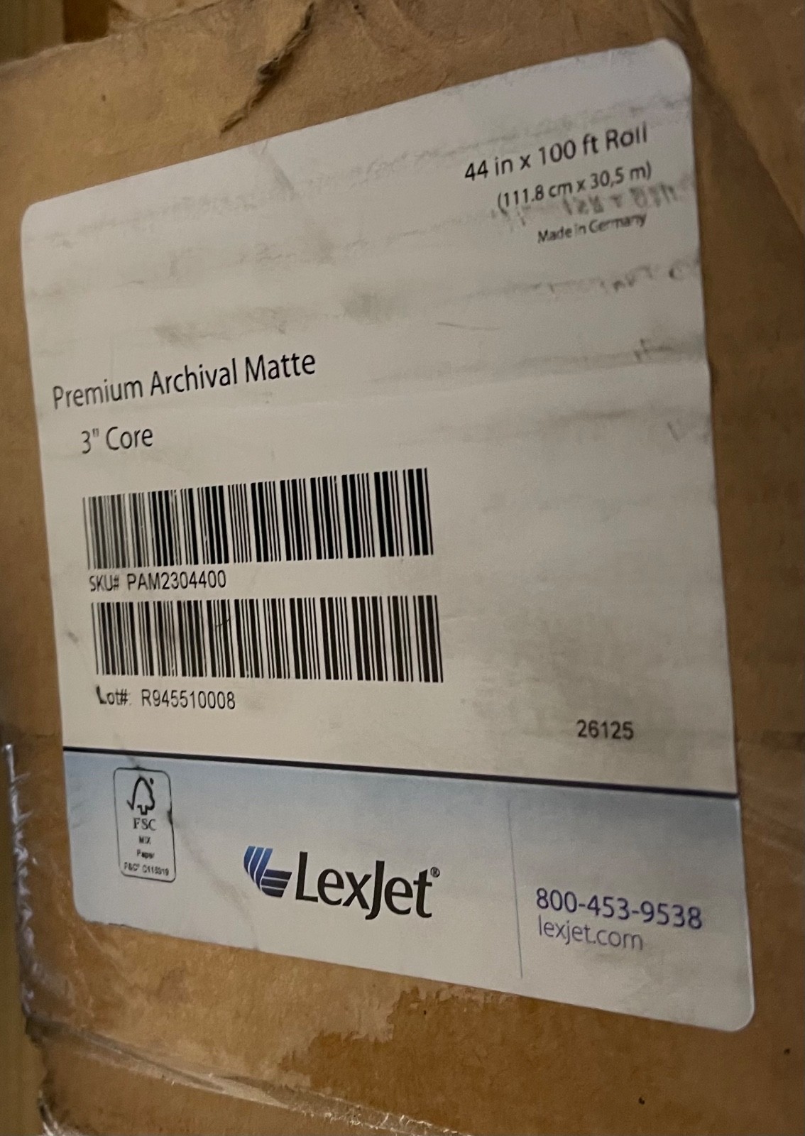 LexJet PAM2304400 Premium Archival Matte Paper 44″ x 100′ Roll 3″ Core
