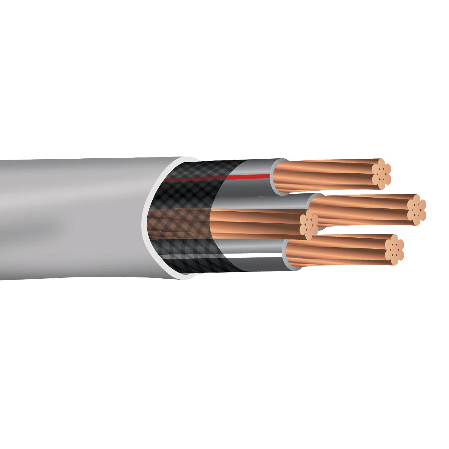 6-6-6-6 Copper SER Service Entrance Cable PVC Jacket Gray (75 Amp) 600V