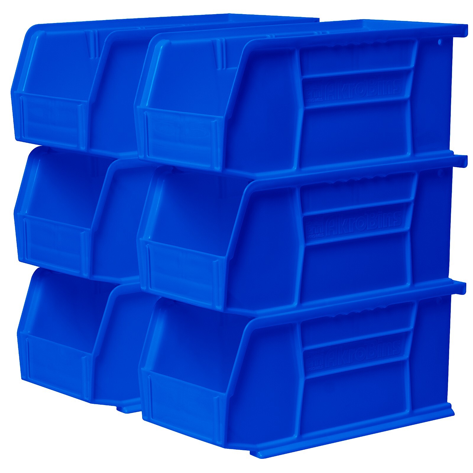 Akro-Mils 30230 AkroBins Plastic Storage Bin Hanging Stacking Containers 6Pk Blu