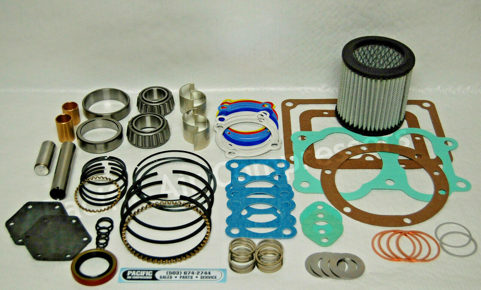 QUINCY 350 ROC 104-108 MAJOR OVERHAUL KIT GASKET PISTON RINGS VALVES