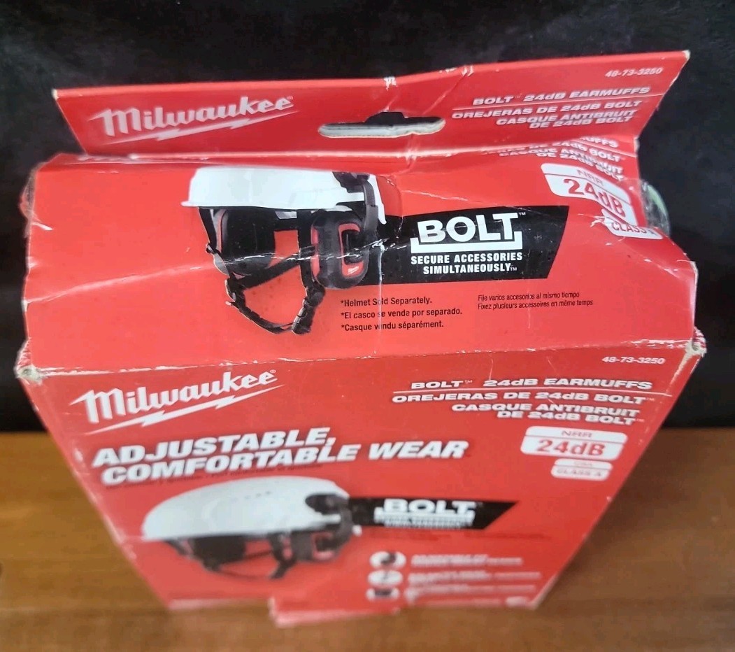 Milwaukee 48-73-3250 BOLT 24dB Earmuffs, Use with Safety Helmets and Hard Hats.