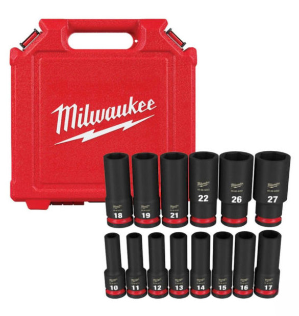 Milwaukee 49-66-7014 «14 PCS» SHOCKWAVE 1/2″ Impact Duty Metric Deep Socket Set